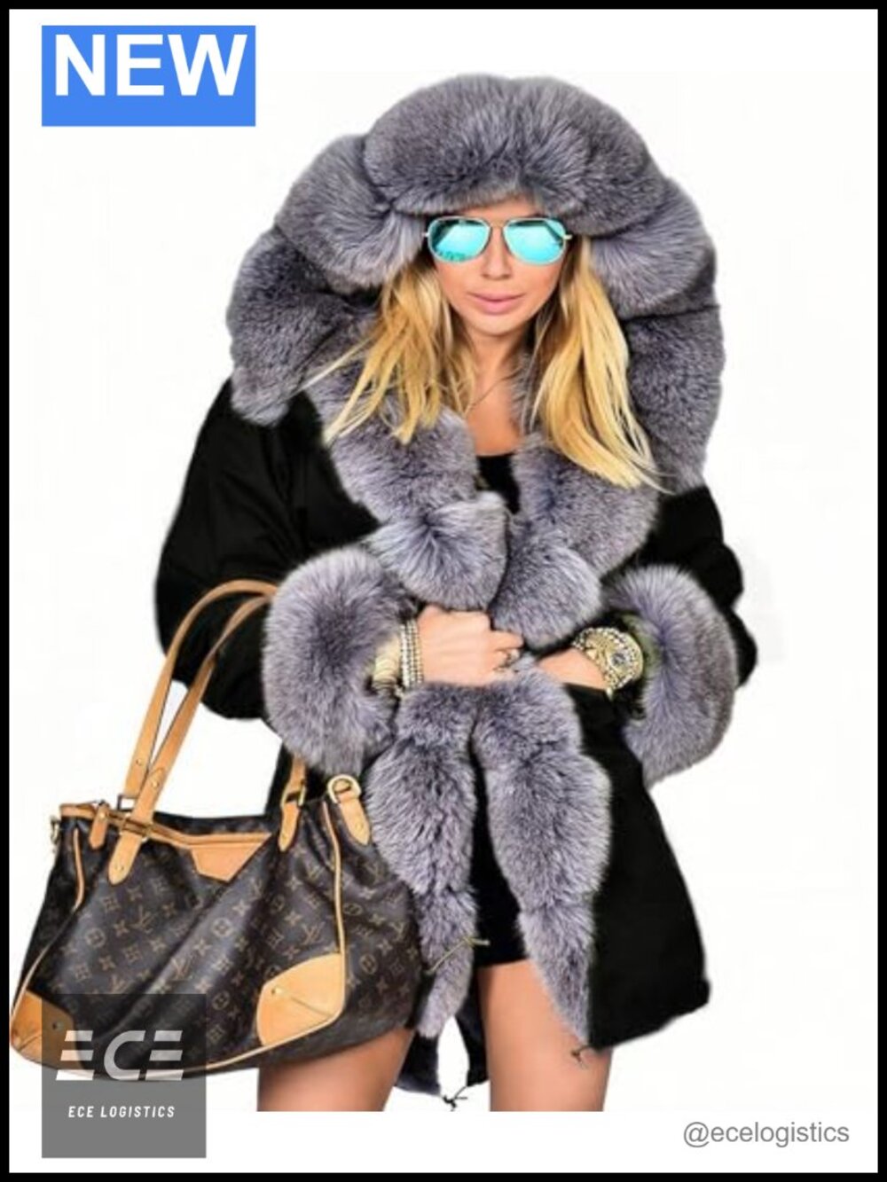 Faux Fur Lined Hooded Winter Coat Warm Long Parka Jacket